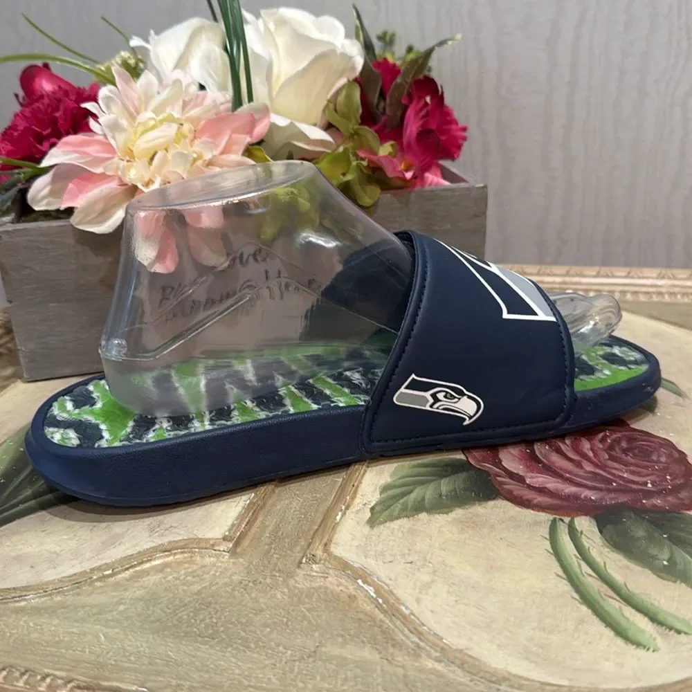 FOCO Seattle Seahawks NFL Unisex Gel Slides Flip Flops Sandals Sz S M:7/8 W:8/9
